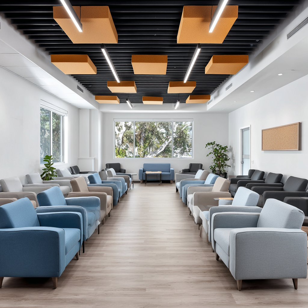 MDBD Recovery treatment center front desk and welcoming lobby area in Novato, California